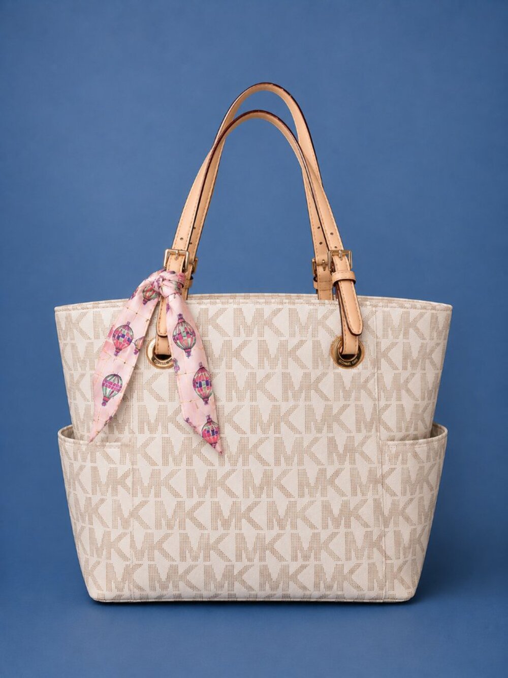 MICHAEL Michael Kors Jet Set Vanilla Logo-Print Tote Shoulder Bag - Picture 5 of 12